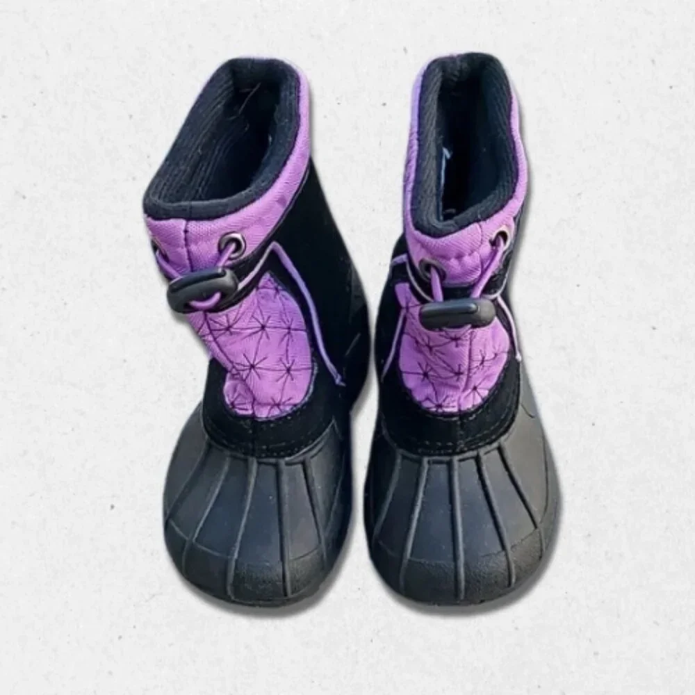 Sporto Snow Boots Rubber Soles Lace Toggle Durable Purple/Black Girls 5-6 NWT